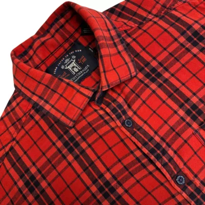 Scotch & Soda Button Up Shirt Men's Small Red Plaid Slim Fit Long Sleeve Casual