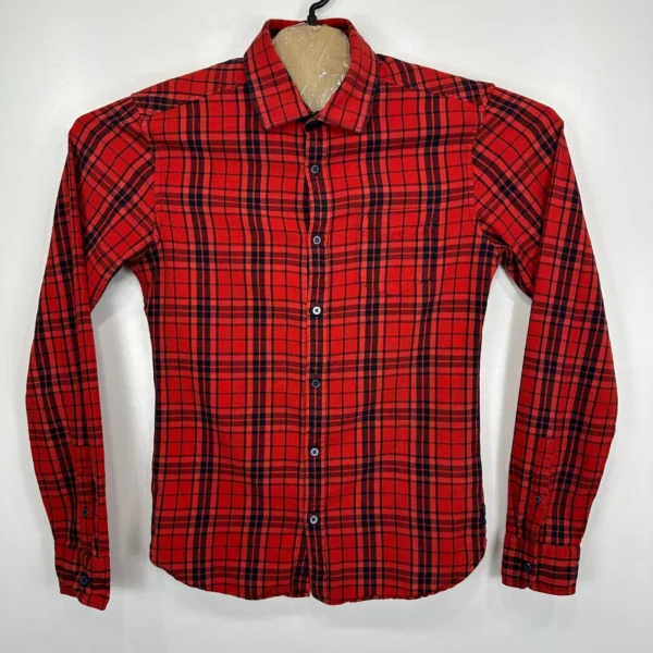 Scotch & Soda Button Up Shirt Men's Small Red Plaid Slim Fit Long Sleeve Casual