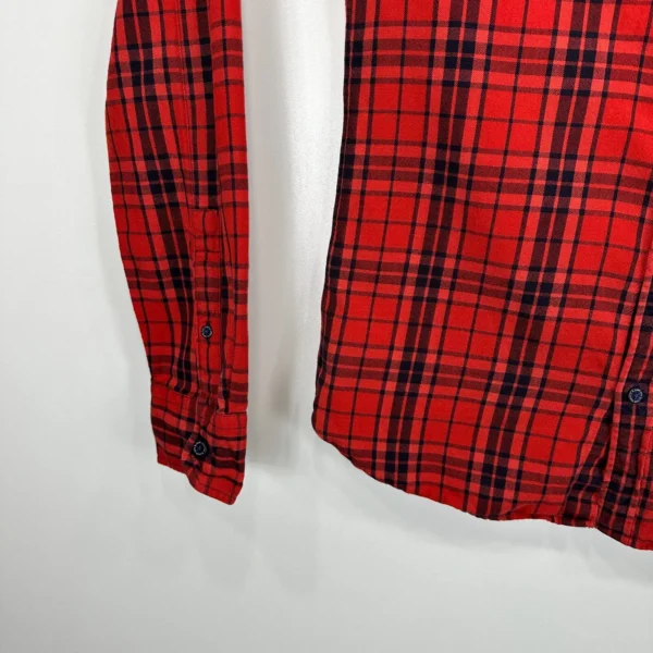 Scotch & Soda Button Up Shirt Men's Small Red Plaid Slim Fit Long Sleeve Casual