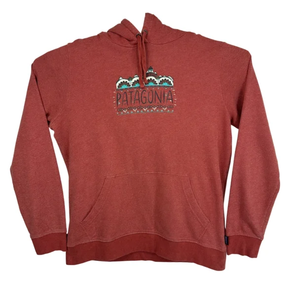 Patagonia Fitz Roy Hoodie Womens Sweatshirt Large Coral Red Lightweight Pullover
