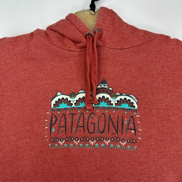 Patagonia Fitz Roy Hoodie Womens Sweatshirt Large Coral Red Lightweight Pullover