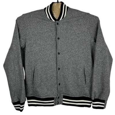 Ralph Lauren Denim & Supply Varsity Jacket Men's Large Grey Snap Bomber Vintage