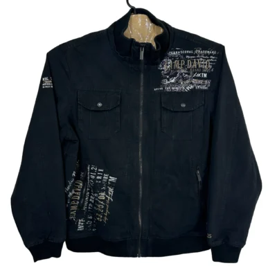 Camp David Jacket Men's 2XL Black Full Zip Heavyweight Outdoor Embroidered Y2K
