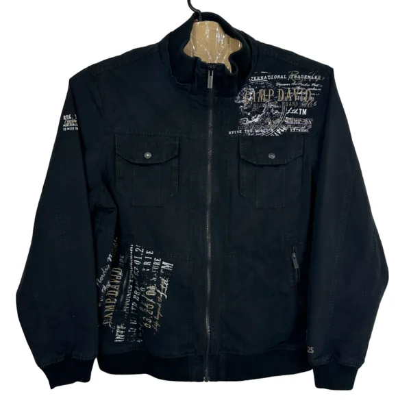 1 Camp David Jacket Men's 2XL Black Full Zip Heavyweight Outdoor Embroidered Y2K