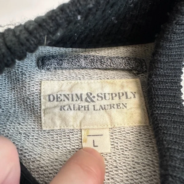 Ralph Lauren Denim & Supply Varsity Jacket Men's Large Grey Snap Bomber Vintage