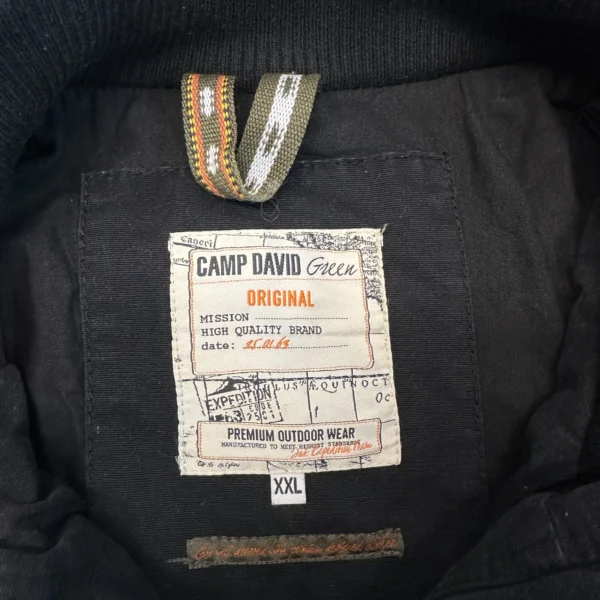 11 Camp David Jacket Men's 2XL Black Full Zip Heavyweight Outdoor Embroidered Y2K