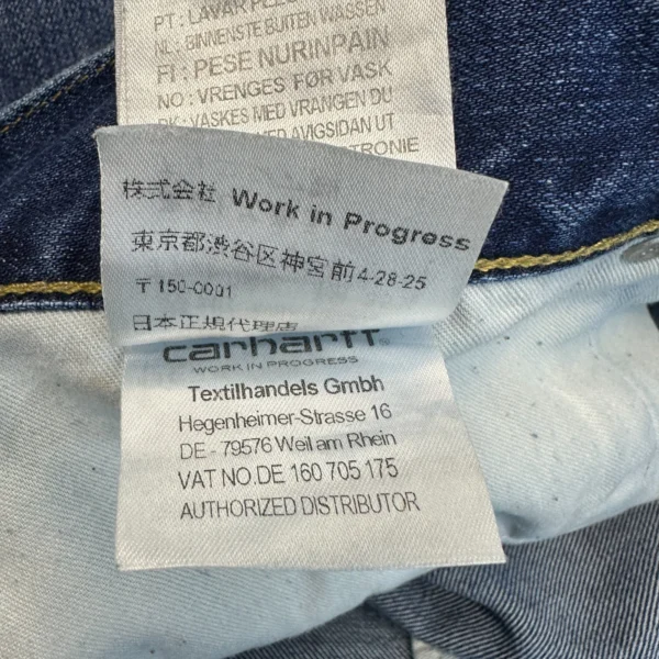 Carhartt WIP Vicious Pant Jeans Men's W36 L32 Blue Denim Regular Straight Vintage