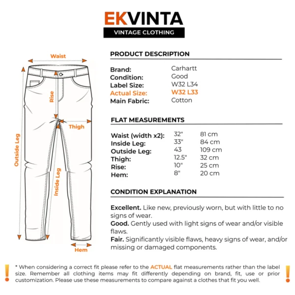 Carhartt Bronco Pant Jeans Men's W32 L33 Blue Denim Regular Straight Durable Y2K