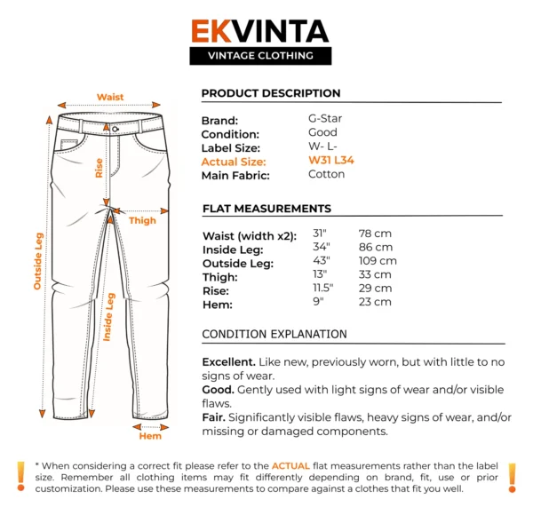 G-Star Elwood Corduroy Chino Pants Men Trousers W31 L34 Black Streetwear Vintage