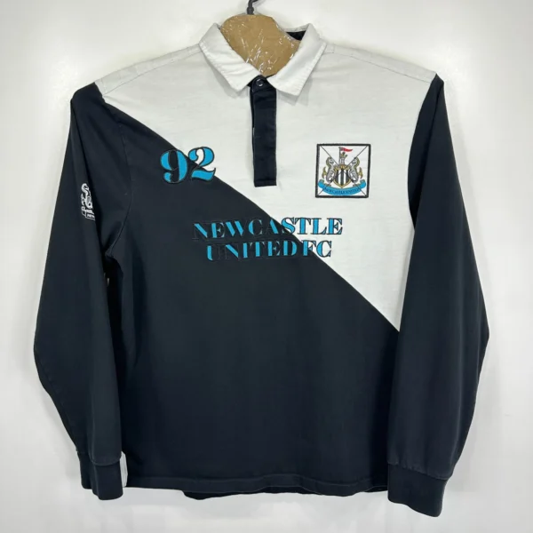 Vintage Newcastle United 92 Rugby Polo Shirt Men's 2XL Black White Long Sleeve