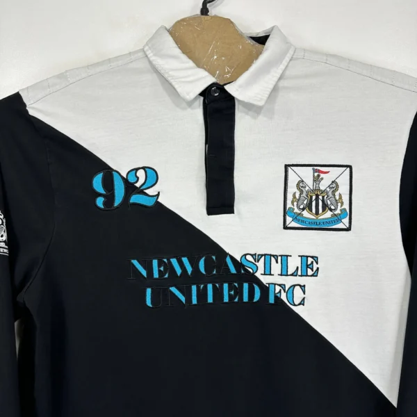 Vintage Newcastle United 92 Rugby Polo Shirt Men's 2XL Black White Long Sleeve