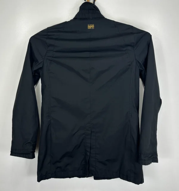 G-Star Fleet Garber Trench Coat Jacket Mens Large Black Full Zip Pockets Vintage