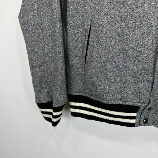 Ralph Lauren Denim & Supply Varsity Jacket Men's Large Grey Snap Bomber Vintage