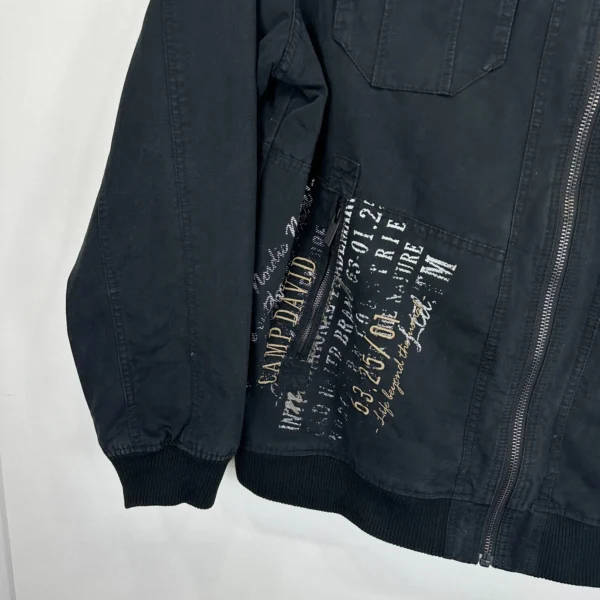 8 Camp David Jacket Men's 2XL Black Full Zip Heavyweight Outdoor Embroidered Y2K