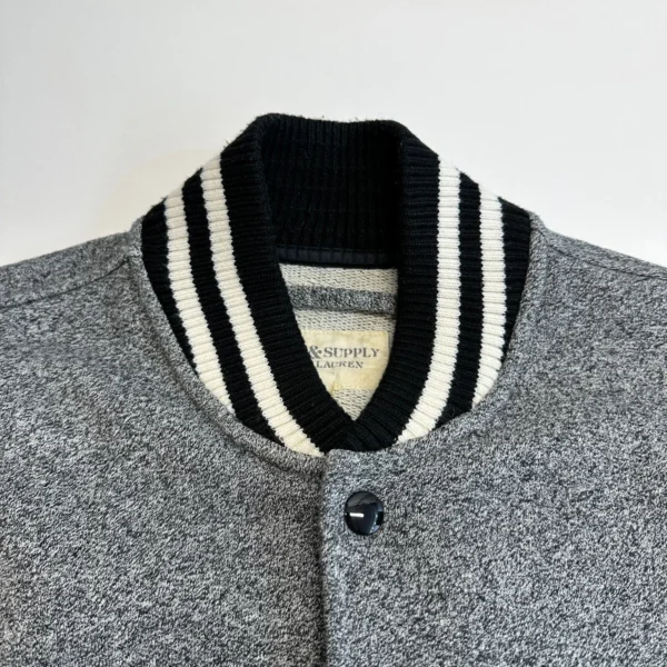 Ralph Lauren Denim & Supply Varsity Jacket Men's Large Grey Snap Bomber Vintage