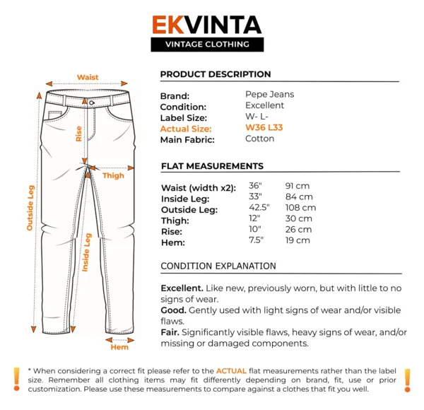 Pepe Jeans Cash Men's W36 L33 Blue Denim Regular Fit Straight Button Vintage Y2K