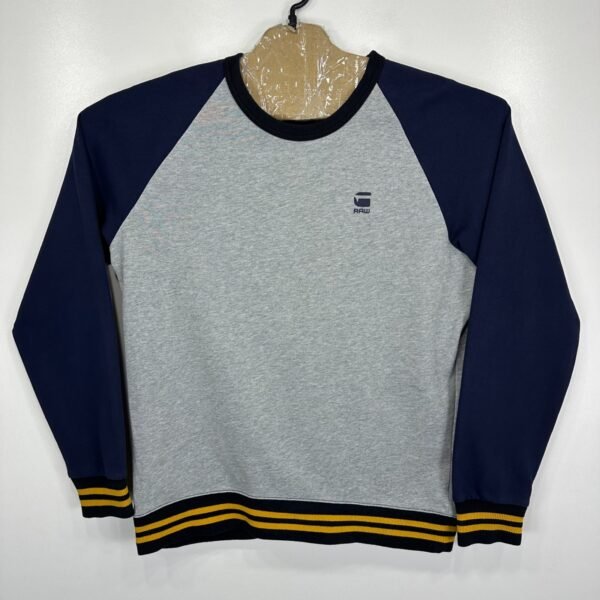 G-Star Malizo Men's Sweatshirt Large Blue Grey Pullover Sweater Crew Neck Y2K