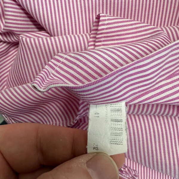 Hugo Boss Formal Dress Shirt Men's 41 16 Pink Striped Long Sleeve Slim Button Up