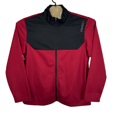 AND1 Track Jacket Men's Large Red Full Zip Basketball Training Top Activewear Y2K