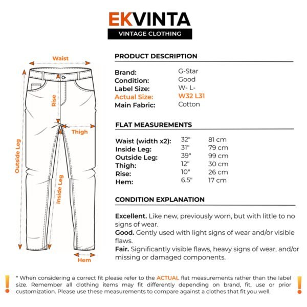 G-Star D-Staq Jeans Men's W32 L31 Blue Stretch Denim Slim Fit Button 5 Pocket