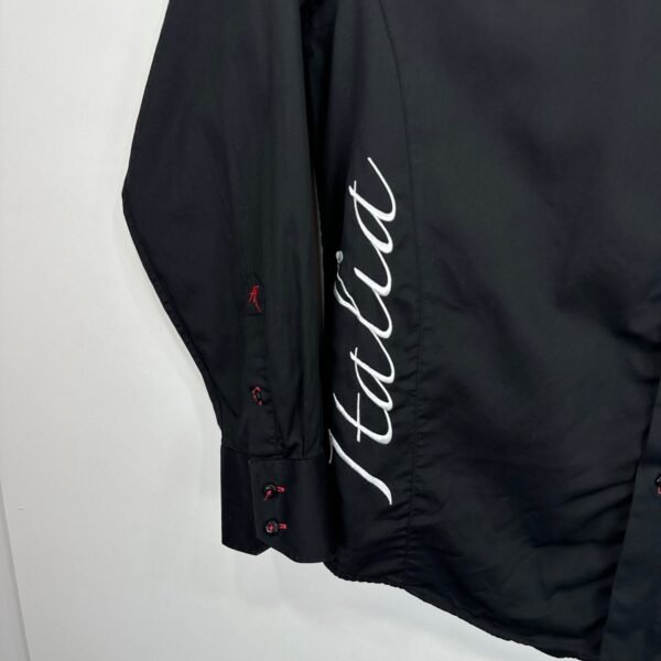 Absolute Rebellion Shirt Men's XL Black Slim Embroidered Polo Italy Long Sleeve