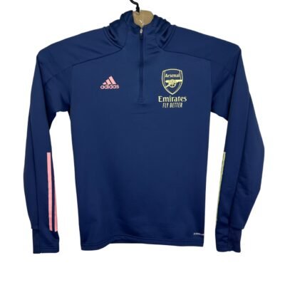 Adidas Arsenal Hoodie Men's Small Blue Sweatshirt Quarter Zip Training Top 20/21