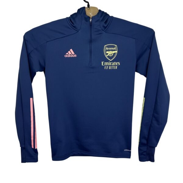 Adidas Arsenal Hoodie Men's Small Blue Sweatshirt Quarter Zip Training Top 20/21