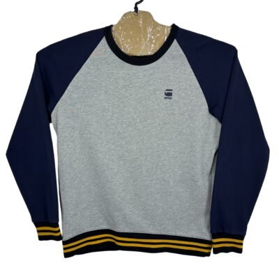 G-Star Malizo Men's Sweatshirt Large Blue Grey Pullover Sweater Crew Neck Y2K