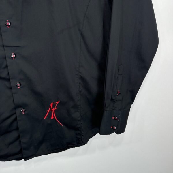 Absolute Rebellion Shirt Men's XL Black Slim Embroidered Polo Italy Long Sleeve