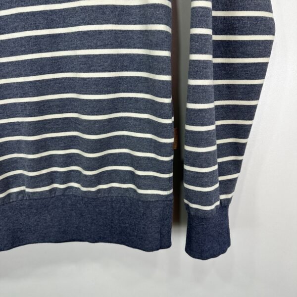 Naketano Men's Hoodie Large Blue Striped Pullover Sweatshirt Y2K Sweater Hooded