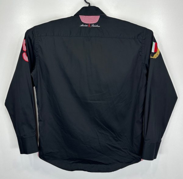 Absolute Rebellion Shirt Men's XL Black Slim Embroidered Polo Italy Long Sleeve