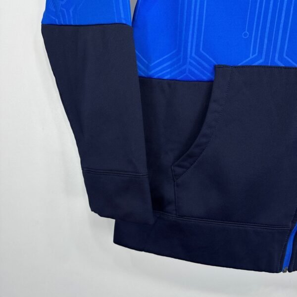 AND1 Men's Hoodie Medium Blue Full Zip Sweatshirt Y2K Basketball Kangaroo Pocket