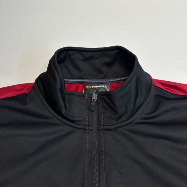 AND1 Track Jacket Men's Large Red Full Zip Basketball Training Top Activewear Y2K