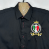 Absolute Rebellion Shirt Men's XL Black Slim Embroidered Polo Italy Long Sleeve