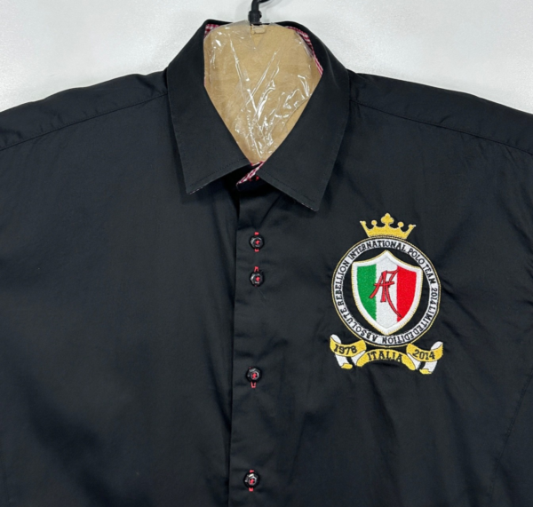 Absolute Rebellion Shirt Men's XL Black Slim Embroidered Polo Italy Long Sleeve