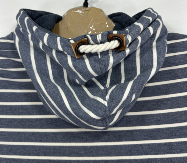 Naketano Men's Hoodie Large Blue Striped Pullover Sweatshirt Y2K Sweater Hooded