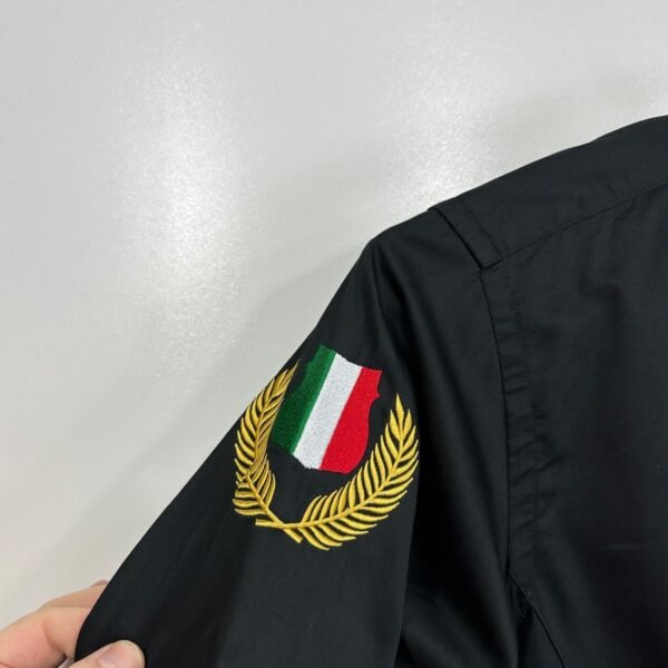 Absolute Rebellion Shirt Men's XL Black Slim Embroidered Polo Italy Long Sleeve