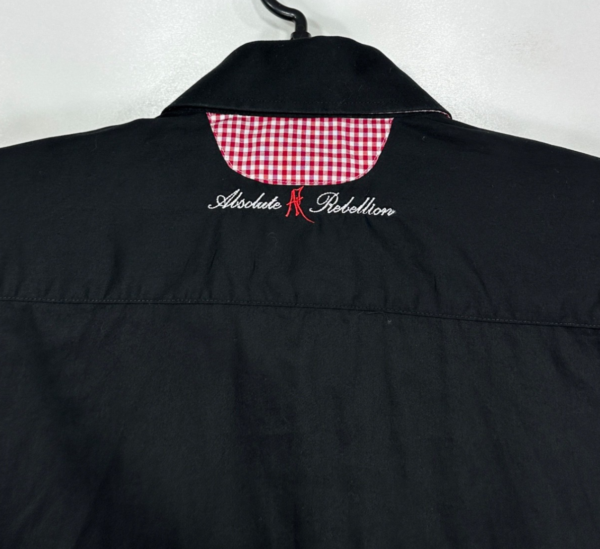 Absolute Rebellion Shirt Men's XL Black Slim Embroidered Polo Italy Long Sleeve