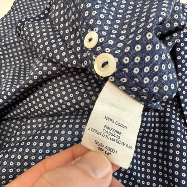 J. Crew Men's Shirt Large Long Sleeve Light Weight Chambray Polka Dot Button Up