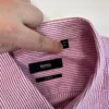 Hugo Boss Formal Dress Shirt Men's 41 16 Pink Striped Long Sleeve Slim Button Up