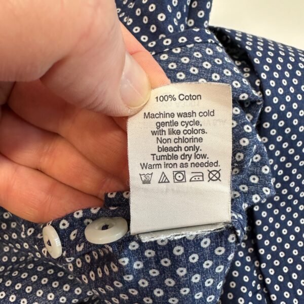 J. Crew Men's Shirt Large Long Sleeve Light Weight Chambray Polka Dot Button Up