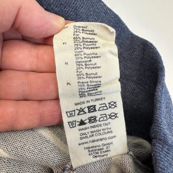 Naketano Men's Hoodie Large Blue Striped Pullover Sweatshirt Y2K Sweater Hooded