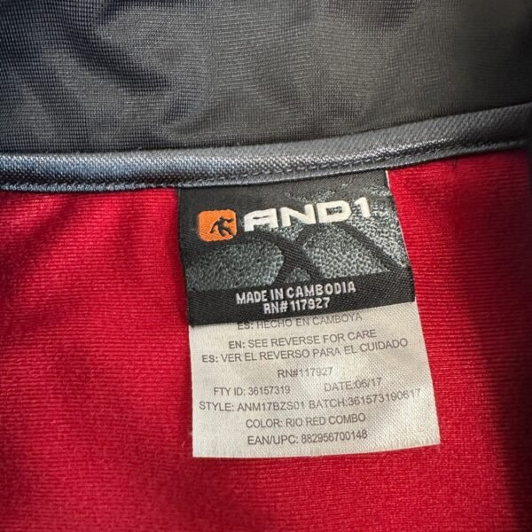 AND1 Track Jacket Men's Large Red Full Zip Basketball Training Top Activewear Y2K