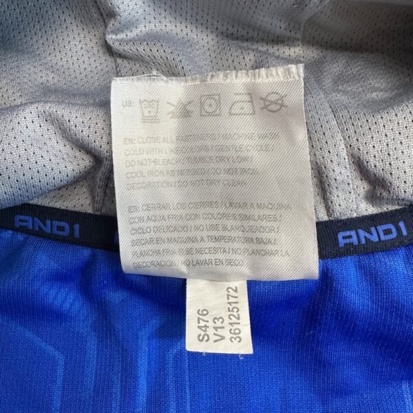 AND1 Men's Hoodie Medium Blue Full Zip Sweatshirt Y2K Basketball Kangaroo Pocket