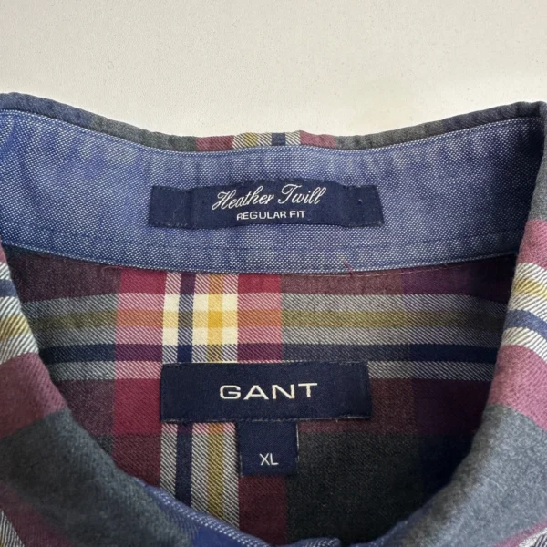 Gant Heather Twill Shirt Men's XL Plaid Long Sleeve Button Down Regular Fit Y2K