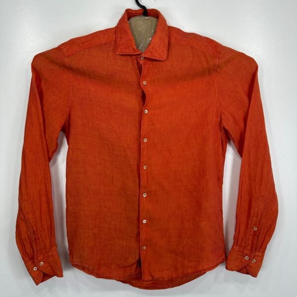 s-l1600 Stenstroms Linen Shirt Men's Small Orange Long Sleeve Slimline