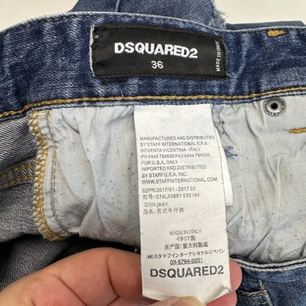 Dsquared2 Jeans Men's W32 L29 (Tag 36) Blue Denim Distressed Paint Splatter Slim