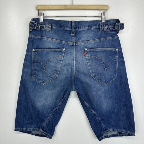 Levi's Engineered Denim Shorts W34 L14 Medium Blue Twisted Jean Buckle Back Y2K