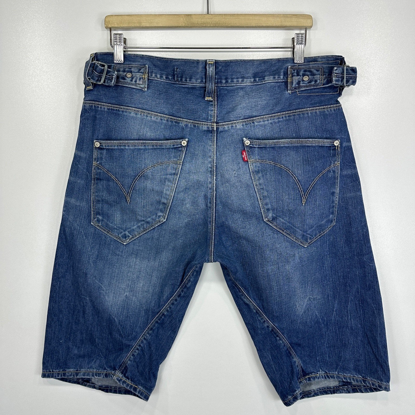 Levi's Engineered Denim Shorts W34 L14 Medium Blue Twisted Jean