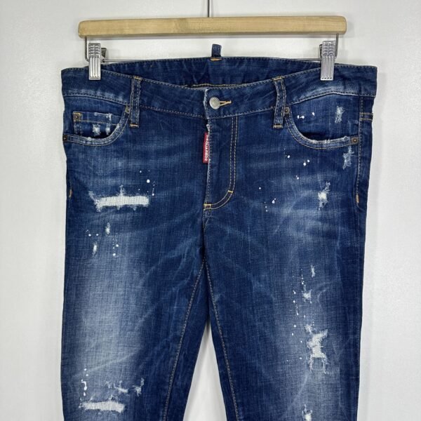 Dsquared2 Distressed Jeans Women's W32 L30 Tag 44 Ankle Zip Paint Splatter Slim